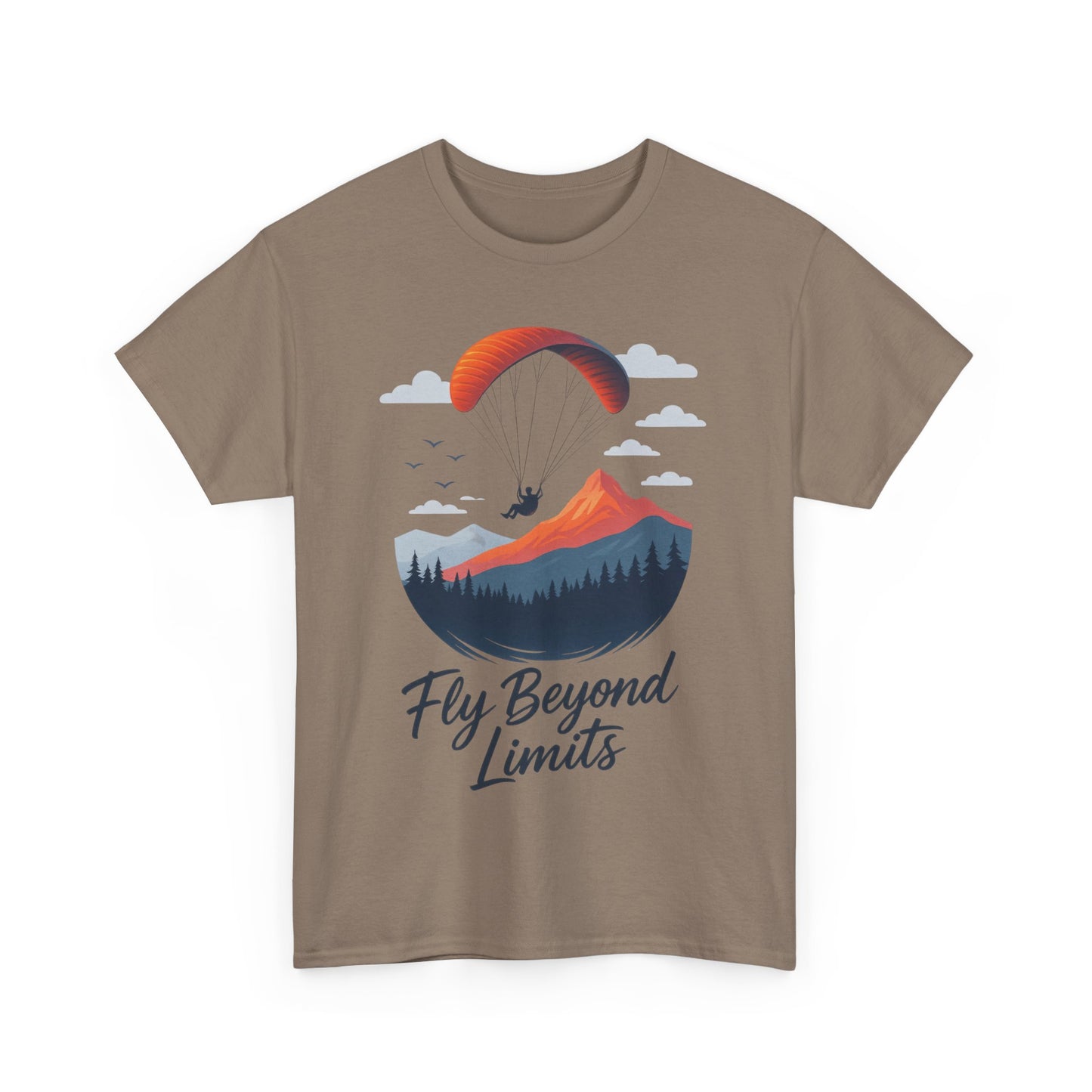 Paragliding Adventure T-Shirt, Mountain Landscape Tee, Nature Travel Lover Shirt, Outdoor Hiking Gift, Unisex Heavy Cotton Tee