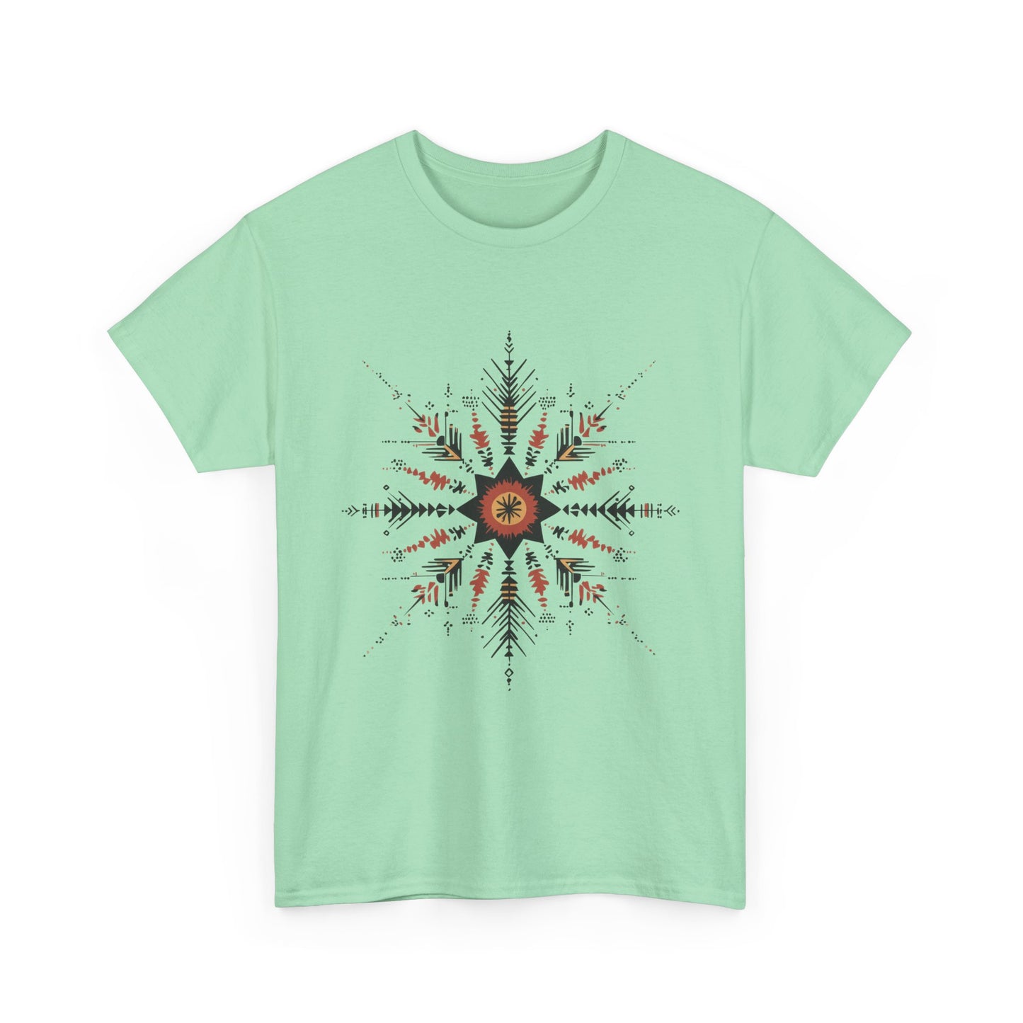 Boho Tribal Mandala Star Women's Cotton Tee, Ethnic Geometric Graphic T-Shirt, Festival Bohemian Style Gift, Bohemian Graphic Tee