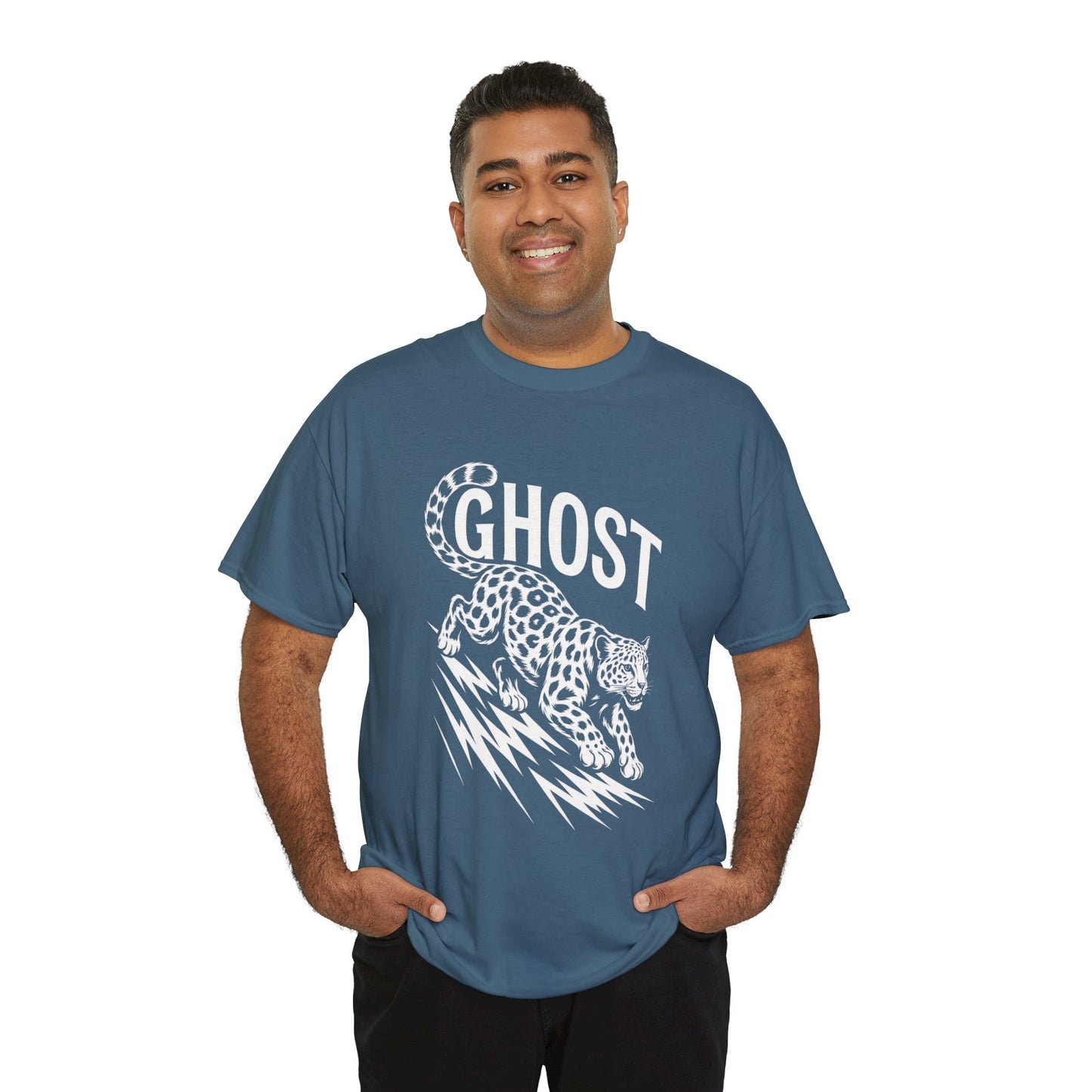 Ghost Leopard Graphic Tee, Mens T-Shirt, Casual Wear, Animal Print Top, Gift for Cat Lovers, Halloween Outfit
