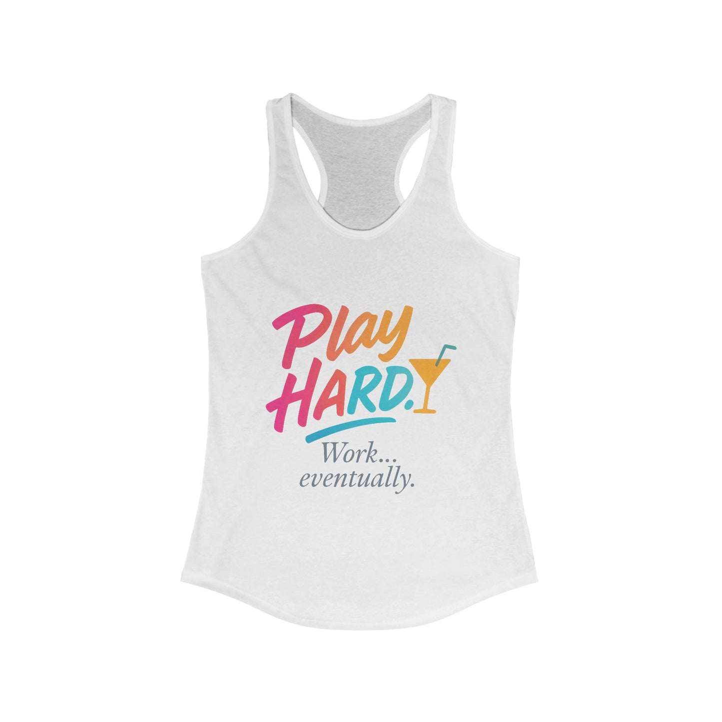 Play Hard Women's Racerback Tank - Motivational Summer Top, Fitness Wear, Casual Lounge Shirt, Gift for Her, Workout Tank