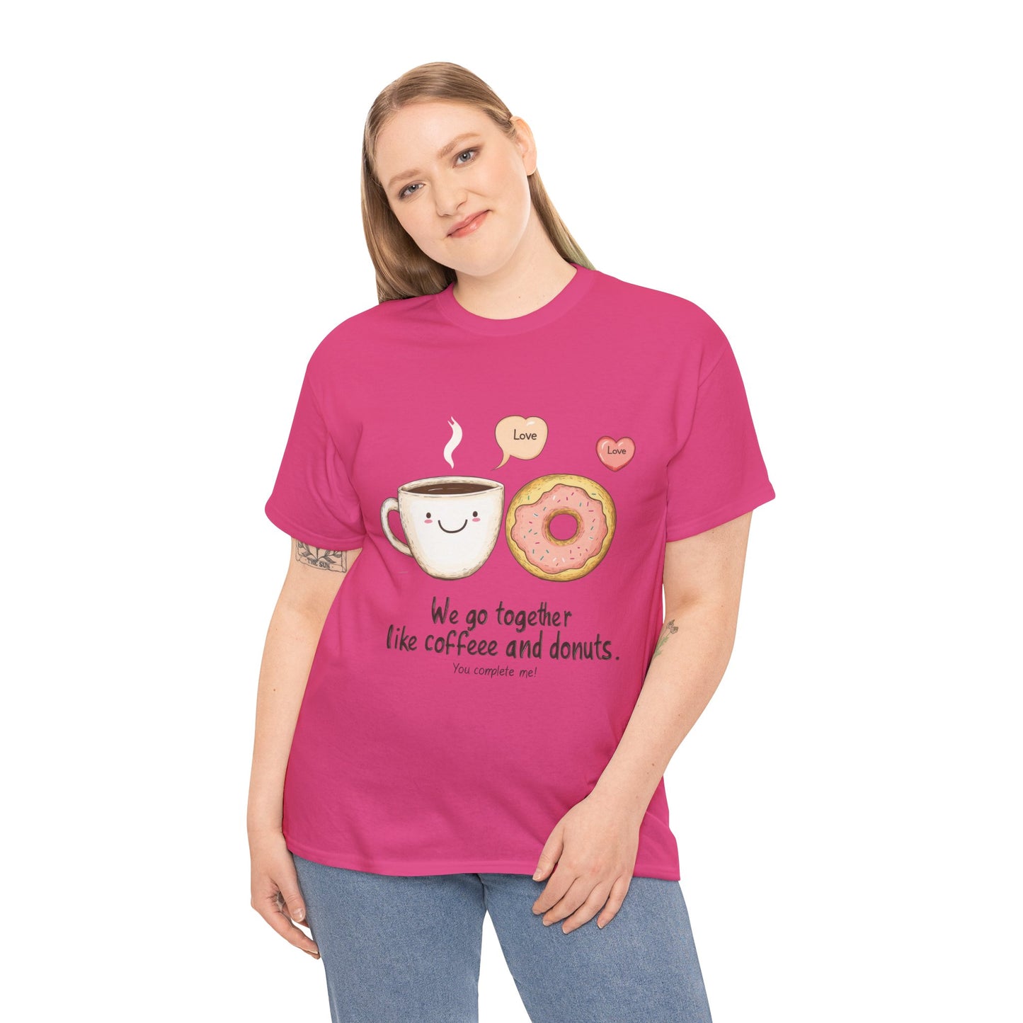 Cute Coffee and Donut Love T-Shirt, Funny Couple Quote, Kawaii Breakfast Graphic Shirt, Gift for Coffee Lovers, Gift for Valentine's Day
