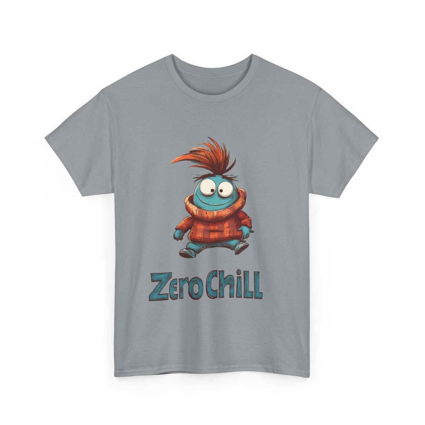 Zero Chill Funny Cartoon Character Tee, Quirky Cute Monster Shirt, Chill Vibes Humor Gift, Fun Cartoon T-Shirt, Chill Vibe Shirt