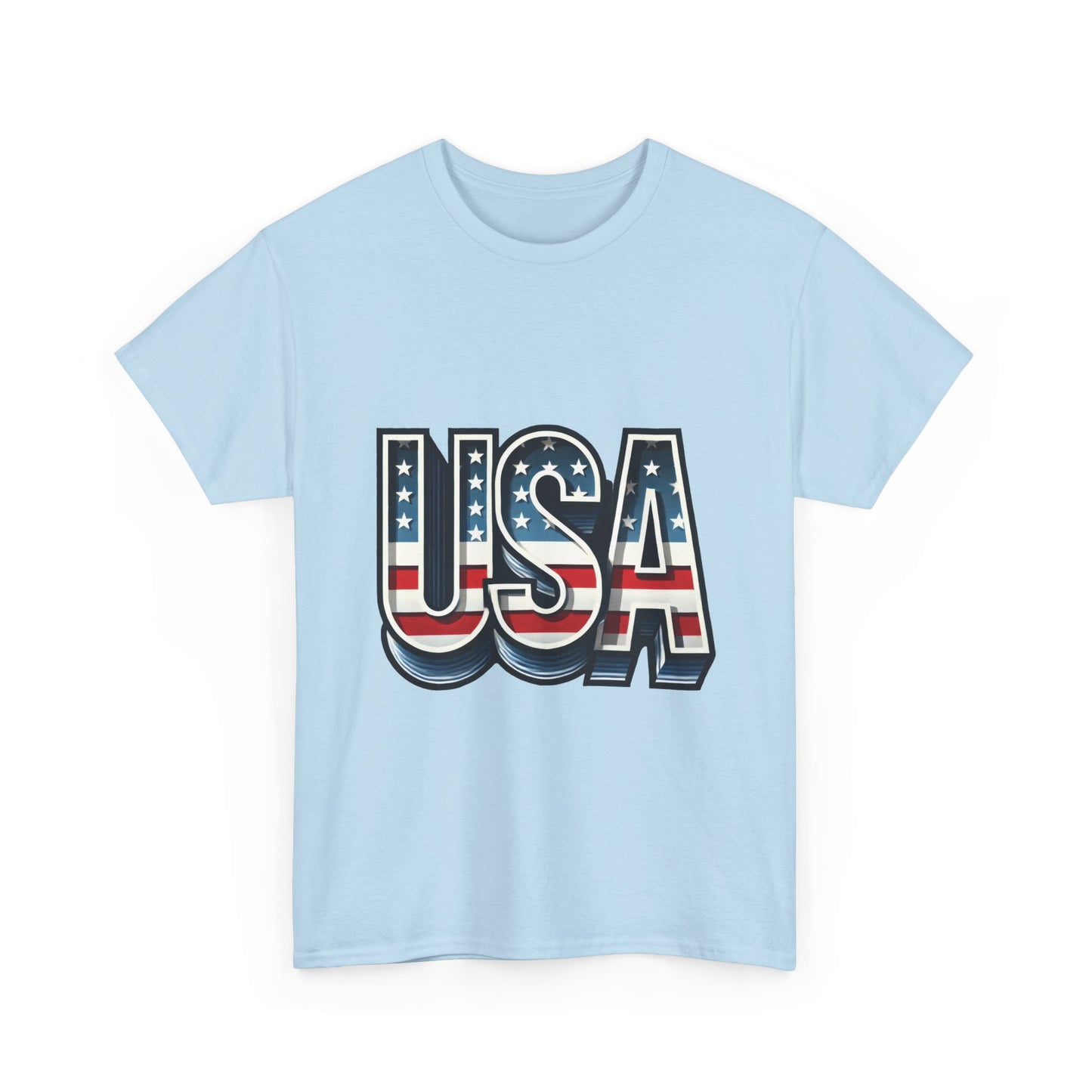 USA Patriotic Unisex Heavy Cotton Tee, American Pride Shirt, July 4th T-Shirt, Independence Day Apparel, Casual Summer Top