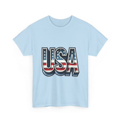 USA Patriotic Unisex Heavy Cotton Tee, American Pride Shirt, July 4th T-Shirt, Independence Day Apparel, Casual Summer Top