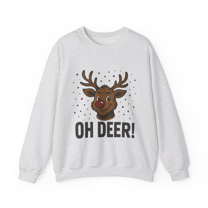 Men's Oh Deer Funny Christmas Sweatshirt, Reindeer Holiday Pullover