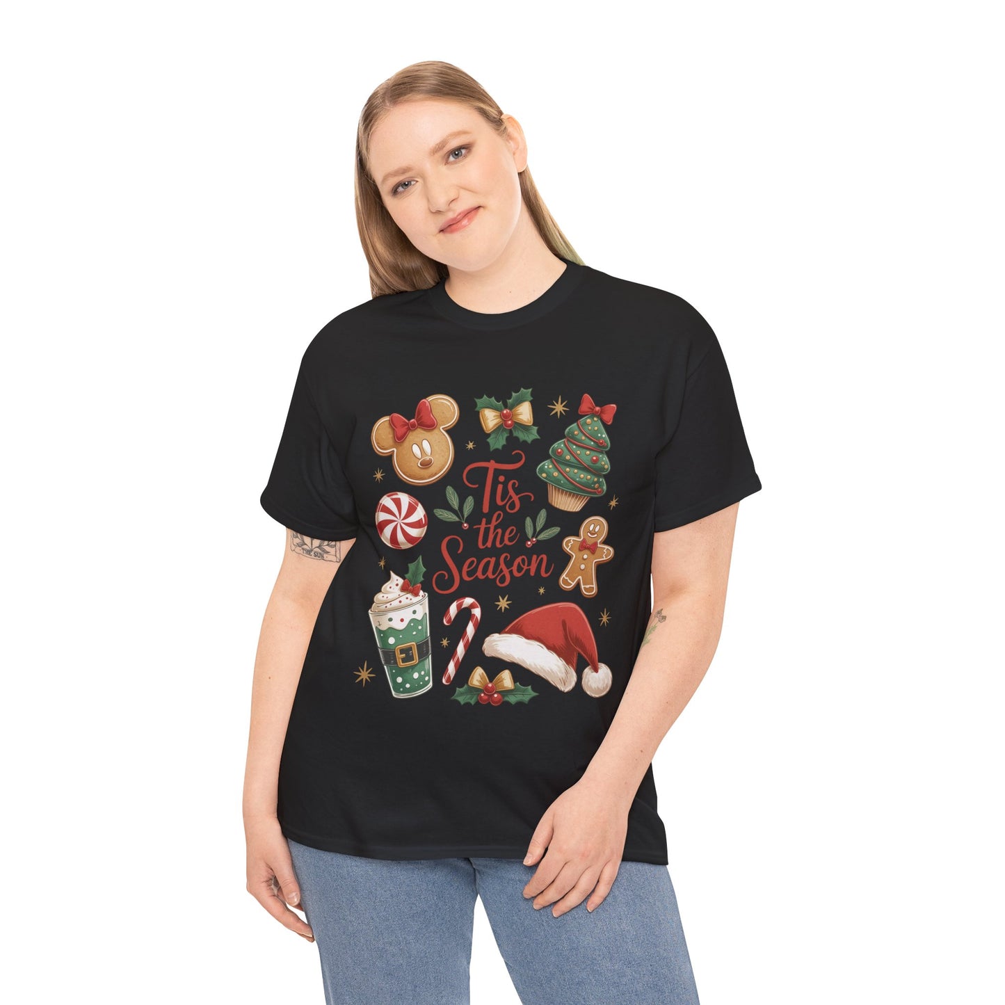 Women's Tis the Season Christmas Shirt, Cute Holiday Cookie - Coffee Tee, Women's Heavy Cotton Tee