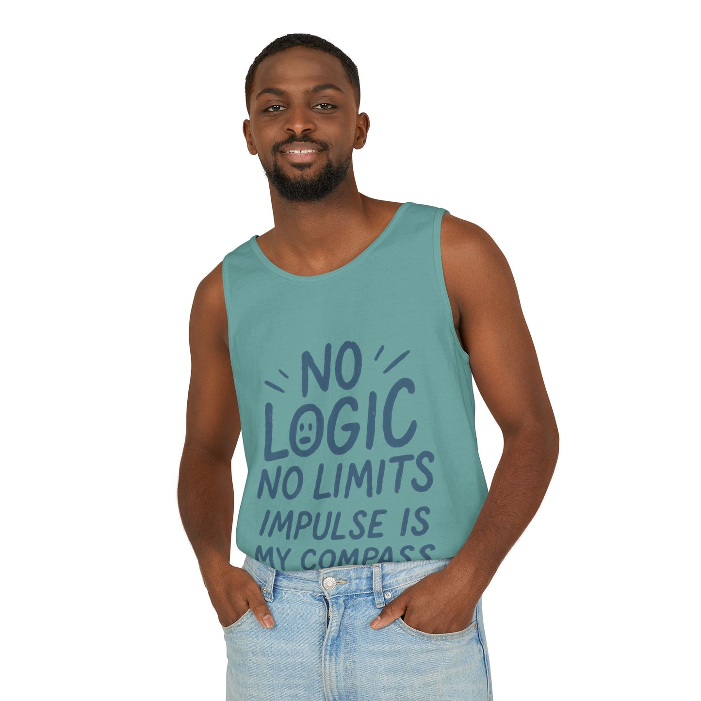 Funny Mens Tank Top, No Limits Impulse Quote, Relaxed Fit Tee, Casual Wear for Creatives, Gift for Artists Impulsive Style Shirt