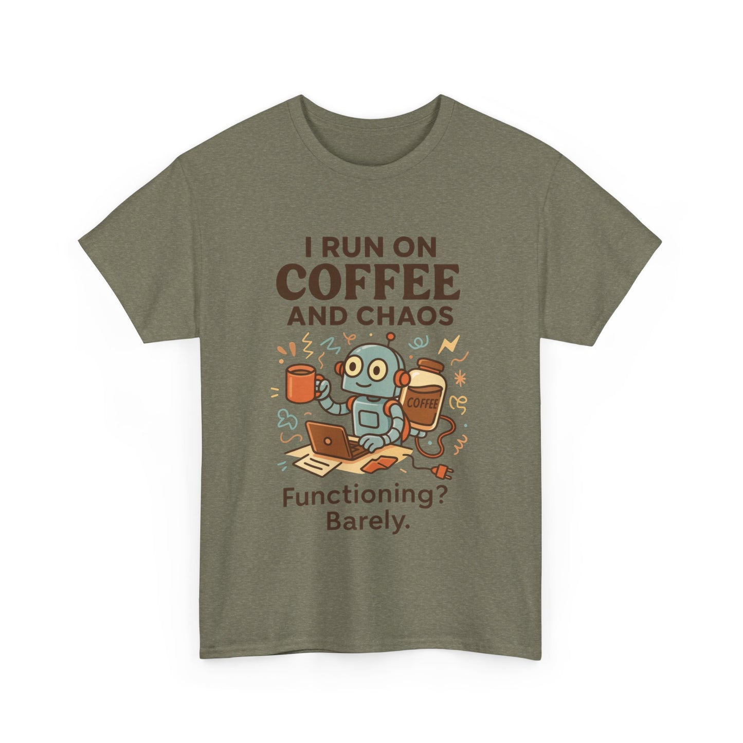 I Run on Coffee and Chaos Unisex Heavy Cotton Tee, Funny Coffee Lover Shirt, Gift for Him/Her, Work from Home Humor Tee, Relaxed Fit [...]