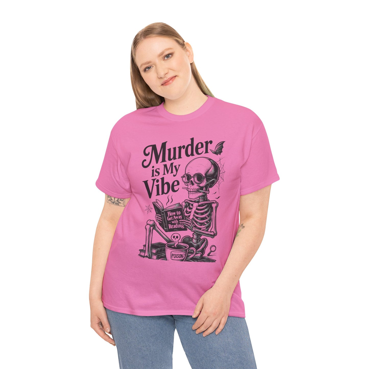 Womens Heavy Cotton Tee - "Murder is My Vibe" Graphic Shirt for Ghoulish Vibes, Halloween Fun, Spooky Season, Casual Wear, Gift for [...]