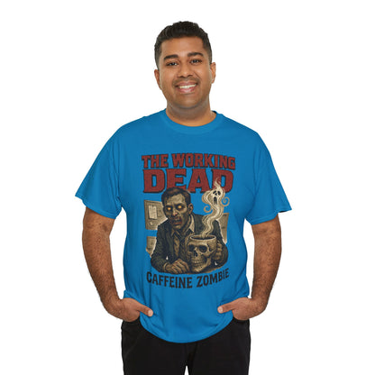The Working Dead Men's Funny Zombie Work T-Shirt, Office Humor Tee, Halloween Office Tee, Coffee Zombie Shirt