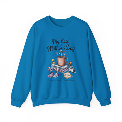 My First Mother's Day Sweatshirt, Cozy Crewneck for Moms, Gift for New Mothers, Baby Shower Tee, Snuggles & Sleepless Nights