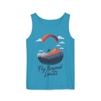 Adventure-Inspiring Fly Beyond Limits Unisex Tank Top, Summer Casual Wear, Outdoor Enthusiast Gift, Travel Apparel, Motivational Gift