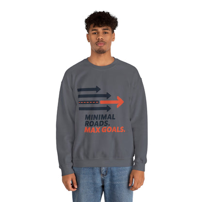 Mens Heavy Blend™ Crewneck Sweatshirt, Minimal Roads Max Goals Motivational Mens Sweatshirt