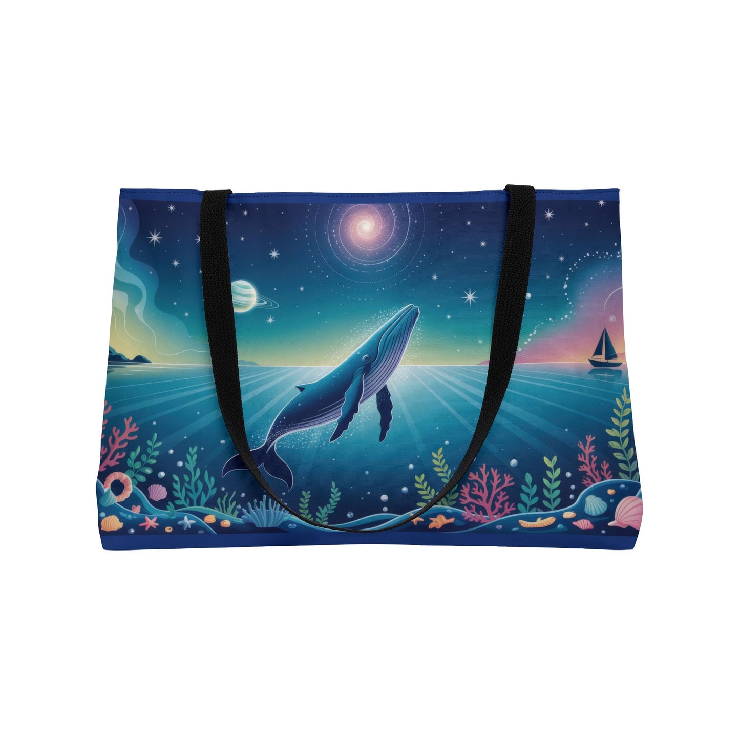 Whale Dreams Weekender Tote Bag - Ocean Sunset Carryall, Beach Bag, Travel Tote, Floral Design, Gift for Nature Lovers