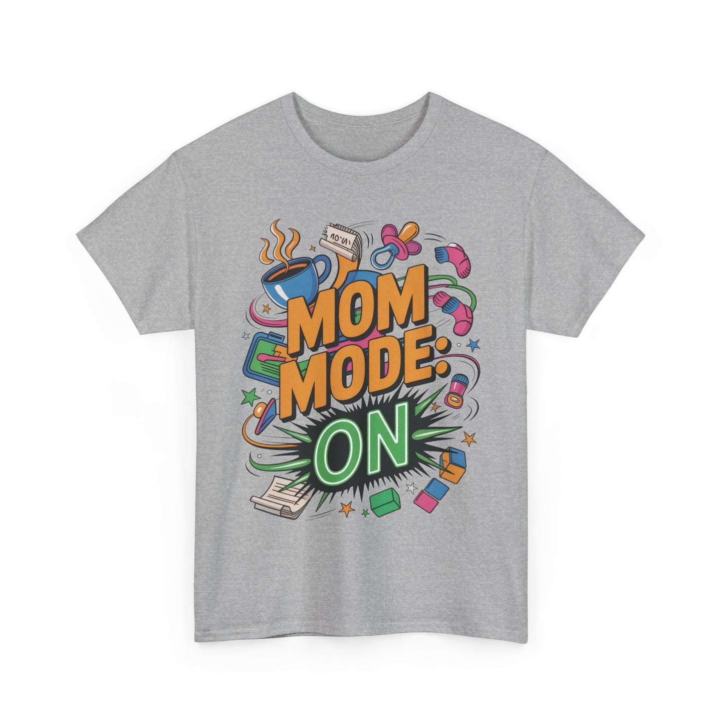 Mom Mode ON Cotton Tee, Funny Mom T-Shirt, Gift for Mothers, Parent Life Apparel, Mother's Day Humor T-Shirt, Cute Mama Life Graphic Tee
