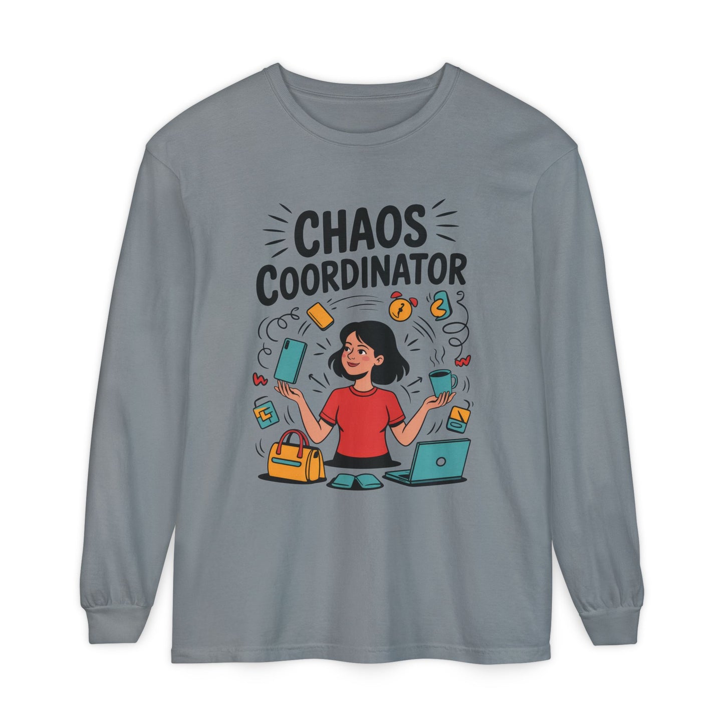 Chaos Coordinator Women's Long Sleeve, Mom Life Graphic Long Sleeve, Gift for Busy Moms, Multitasking Mom Gift, Cute Mother's Day Gift