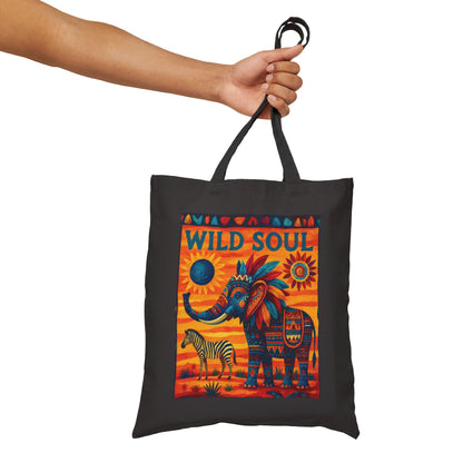 Wild Soul Elephant Tote Bag, Boho Canvas Bag, Eco-Friendly Reusable Shopping Tote, Perfect for Gifts & Everyday Use