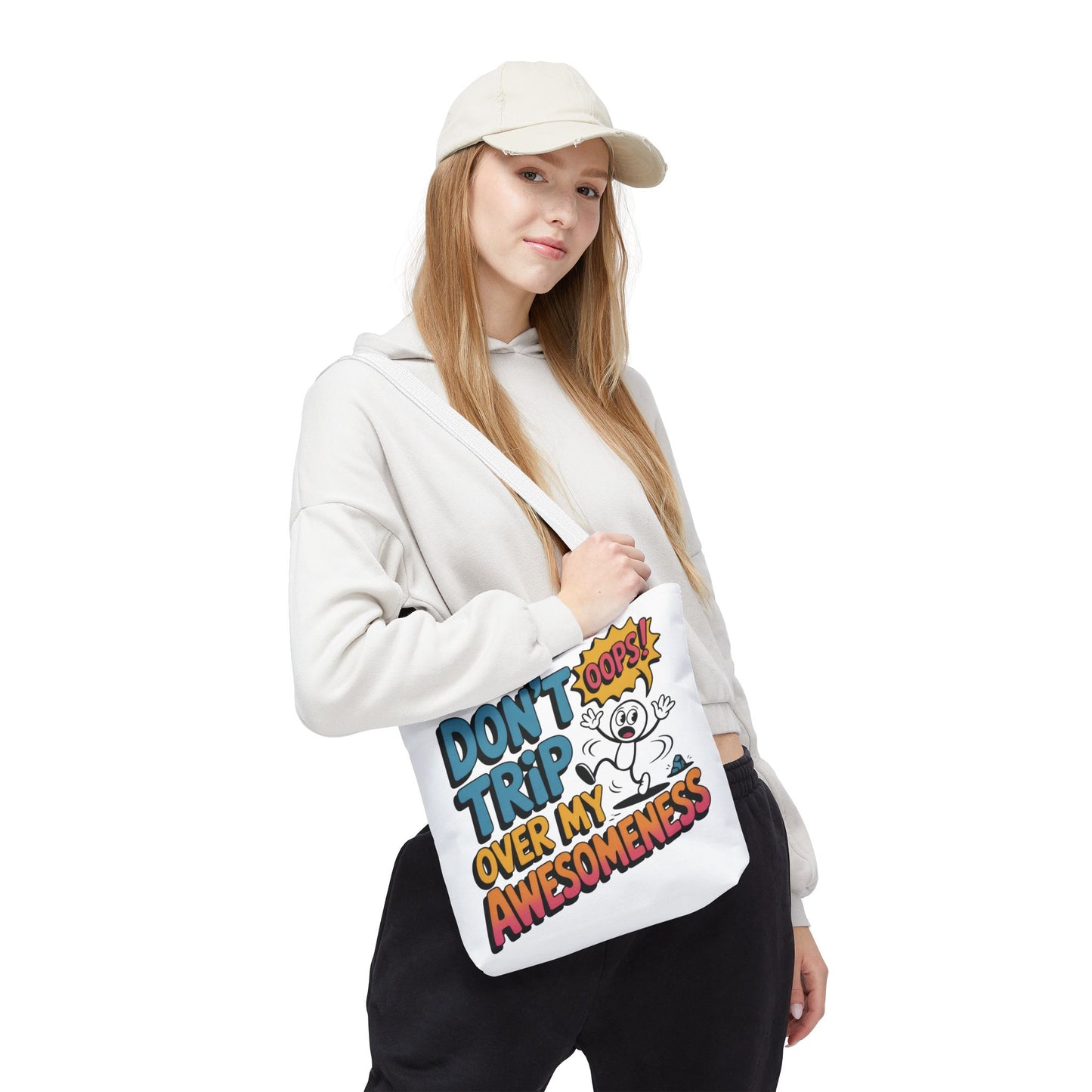 Funny Tote Bag - "Don't Trip Over My Awesomeness" - Perfect for Gifts, Beach Days, Shopping, & More!, , Large Tote Bag, beach weekender bag