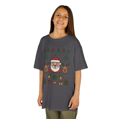 Santa - Reindeer Christmas Shirt for Kids, Cute Holiday Tee, Kids Heavy Cotton™ Tee