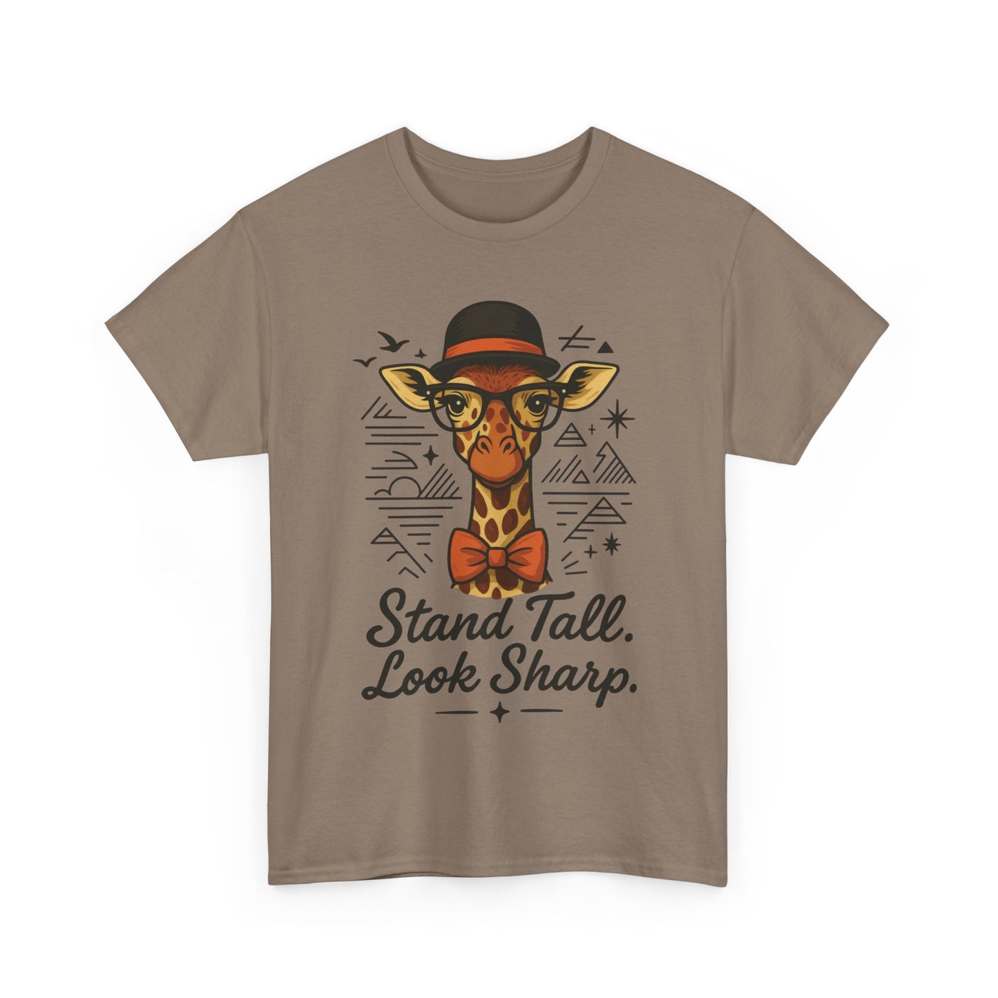 Hipster Giraffe T-Shirt with Hat and Glasses, Whimsical Giraffe Tee, Fun Gift, Cute Graphic Shirt, Unisex Heavy Cotton Tee