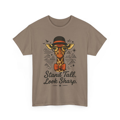 Hipster Giraffe T-Shirt with Hat and Glasses, Whimsical Giraffe Tee, Fun Gift, Cute Graphic Shirt, Unisex Heavy Cotton Tee