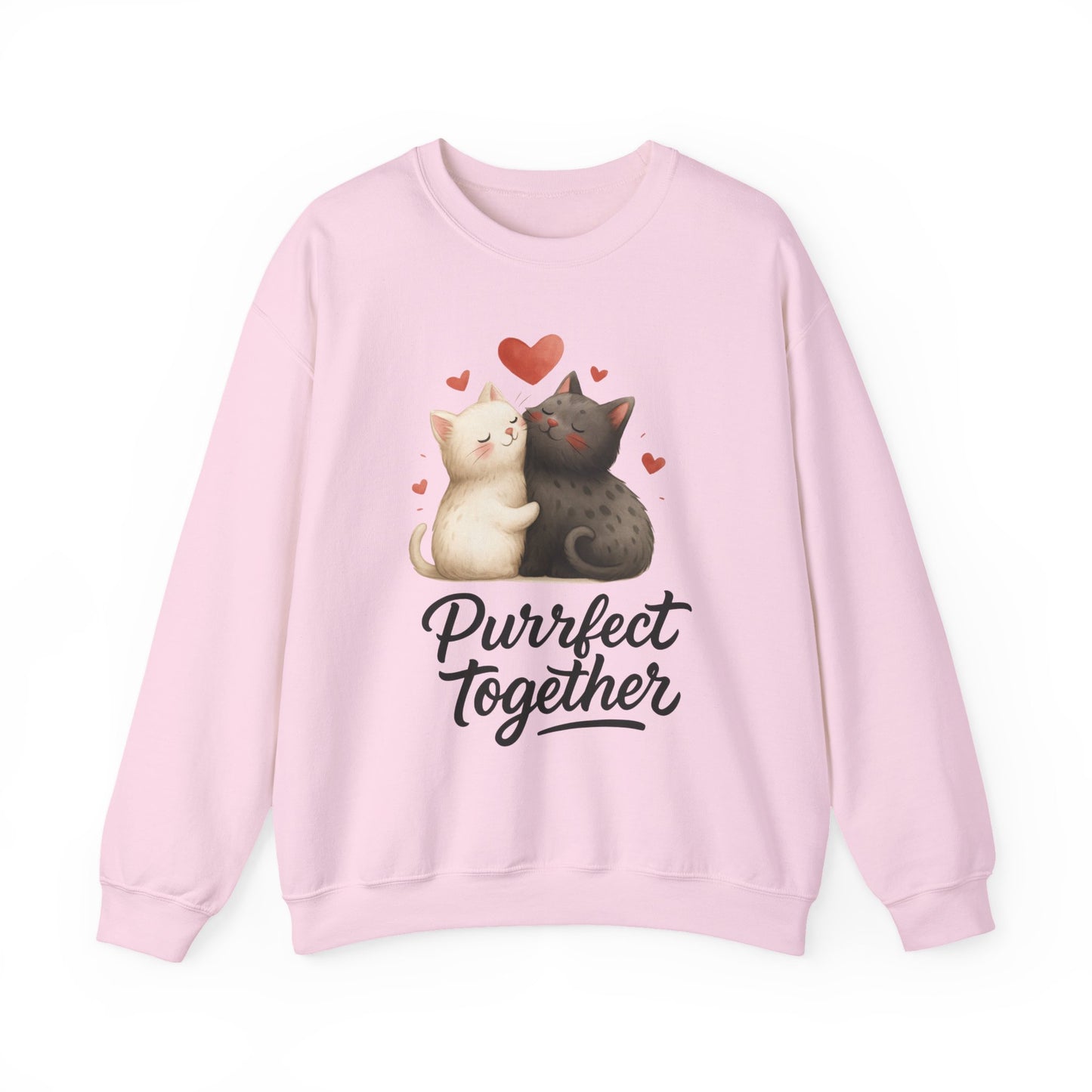 Cute Cat Couple Womens Sweatshirt, Purrfect Together Sweater, Gift for Cat Lovers, Cozy Crewneck for Valentine's Day, Animal Lover Apparel