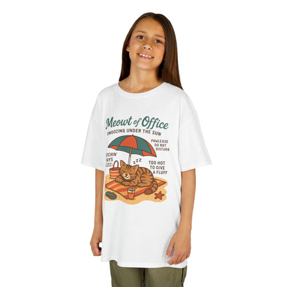 Kids Cat-Themed T-Shirt - Meowt of Office, Cute Summer Tee, Cat Lover Gift, Fun Playwear, Summer Beach Vacation Tee