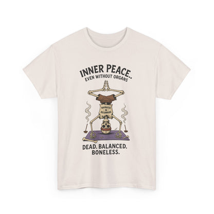 Inner Peace Skeleton Yoga Unisex Tee, Dark Humor Meditation Shirt, Gift for Mindfulness Lovers, Yoga Shirt, Peaceful Vibes