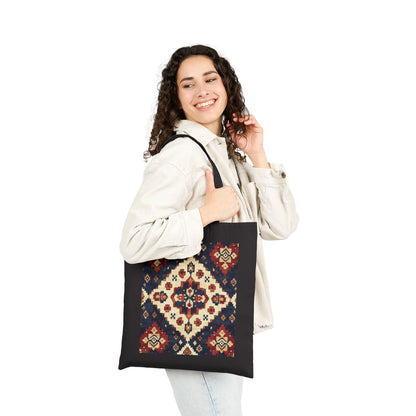 Boho Cotton Canvas Tote Bag, Shopping Bag for Everyday Use, Beach, Grocery, Gifts, Sustainable Style, Traditional Turkish Carpet Pattern