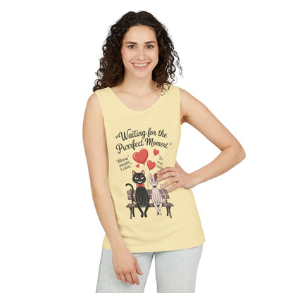 Cute Cat Lovers Tank, Womens Heavy Cotton Tank Top for Pet Owners, Funny Cat Tee, Gift for Cat Lovers, Casual T-Shirt, Animal Art Tee