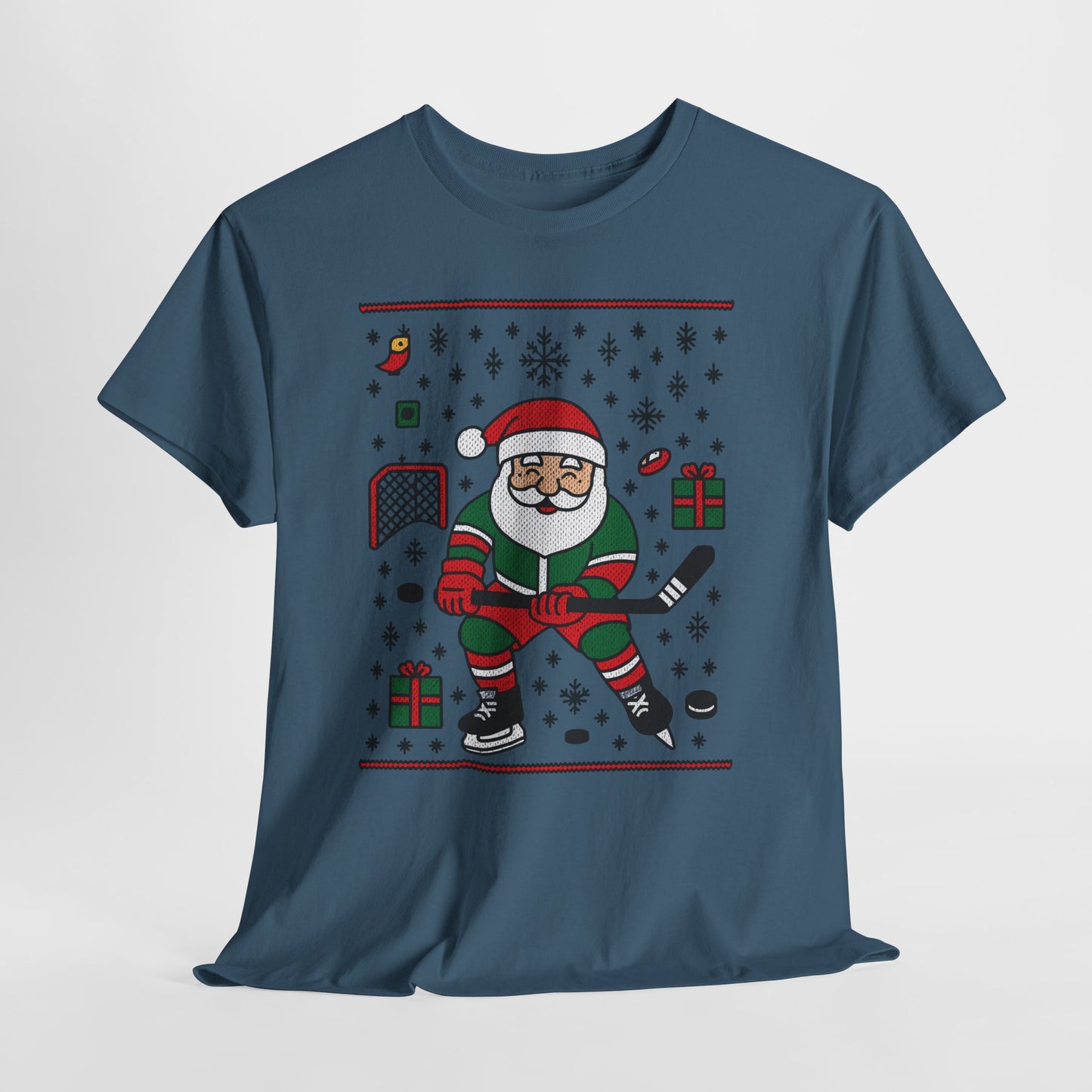 Hockey Santa Men's Christmas T-Shirt, Funny Sports Holiday Tee