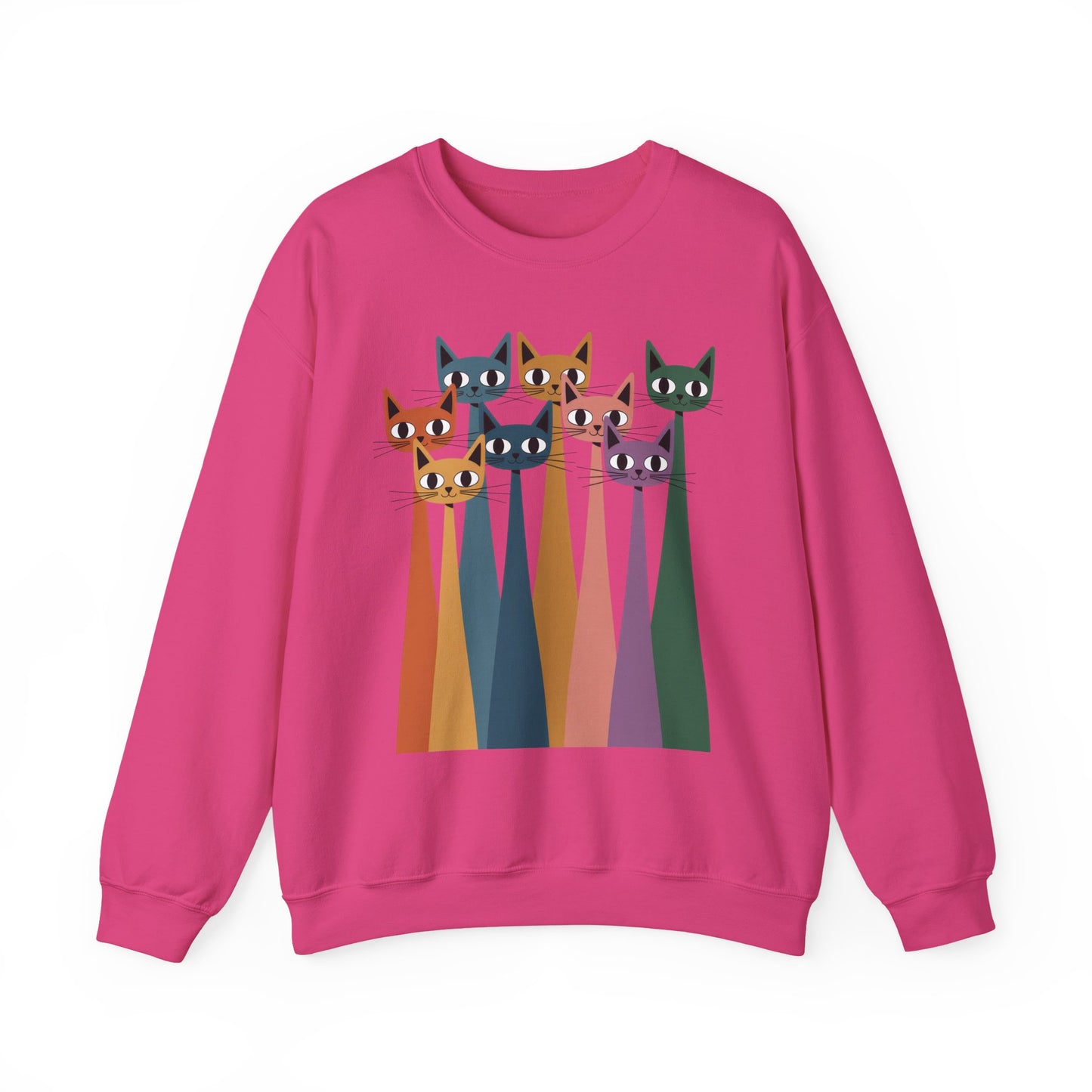 Colorful Cat Sweatshirt, Cozy Crewneck, Cat Lover Gift, Unisex Sweatshirt, Cute Animal Apparel, Fun Gift for Cat Owners