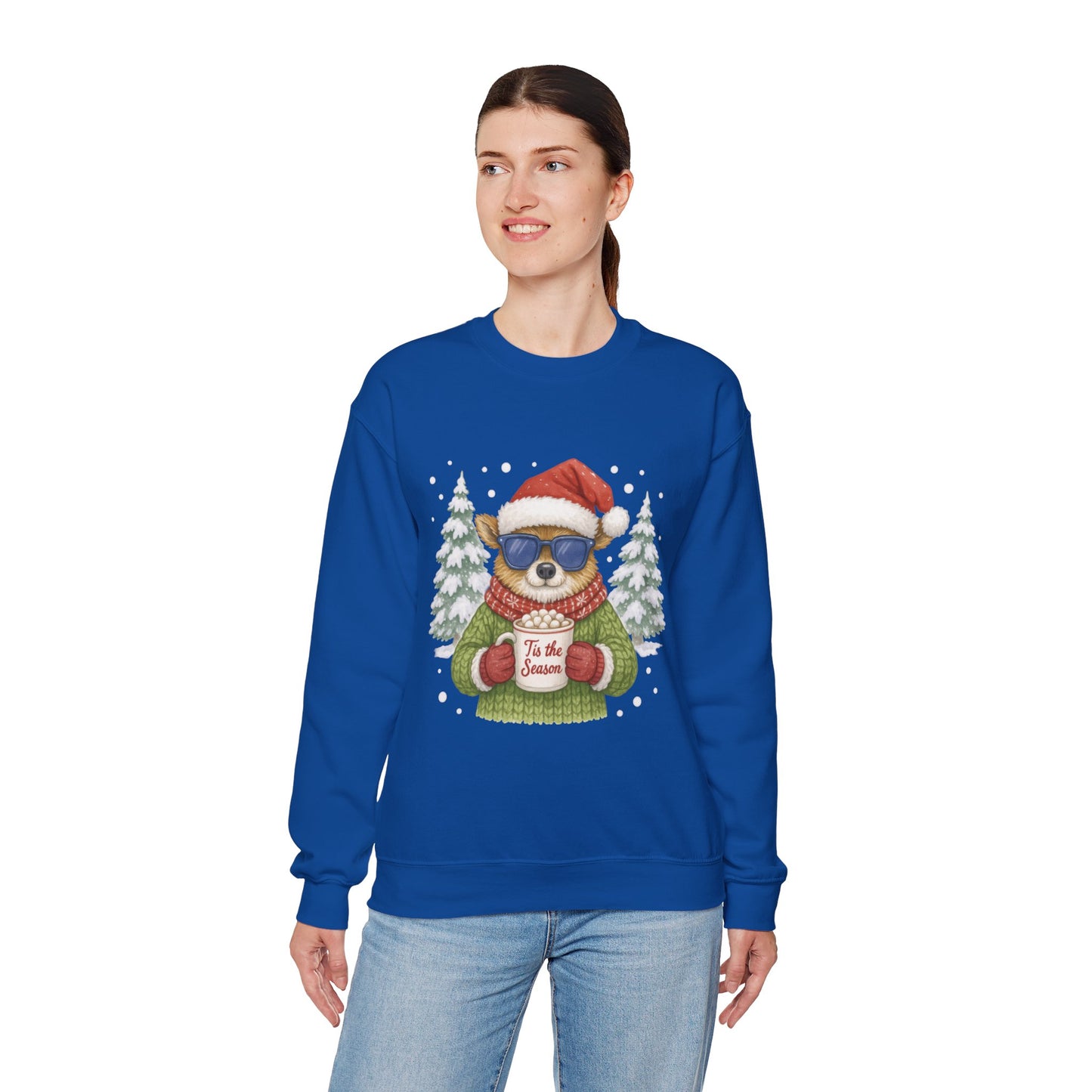 Women's Tis the Season Christmas Sweatshirt, Festive Reindeer Pullover