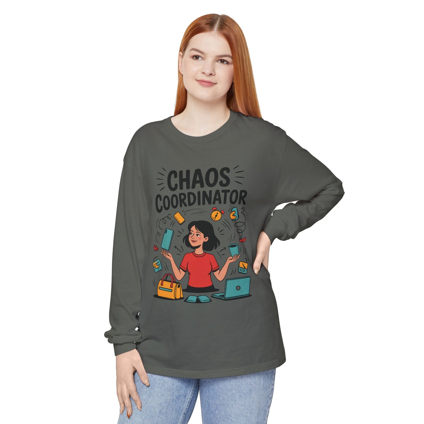 Chaos Coordinator Women's Long Sleeve, Mom Life Graphic Long Sleeve, Gift for Busy Moms, Multitasking Mom Gift, Cute Mother's Day Gift
