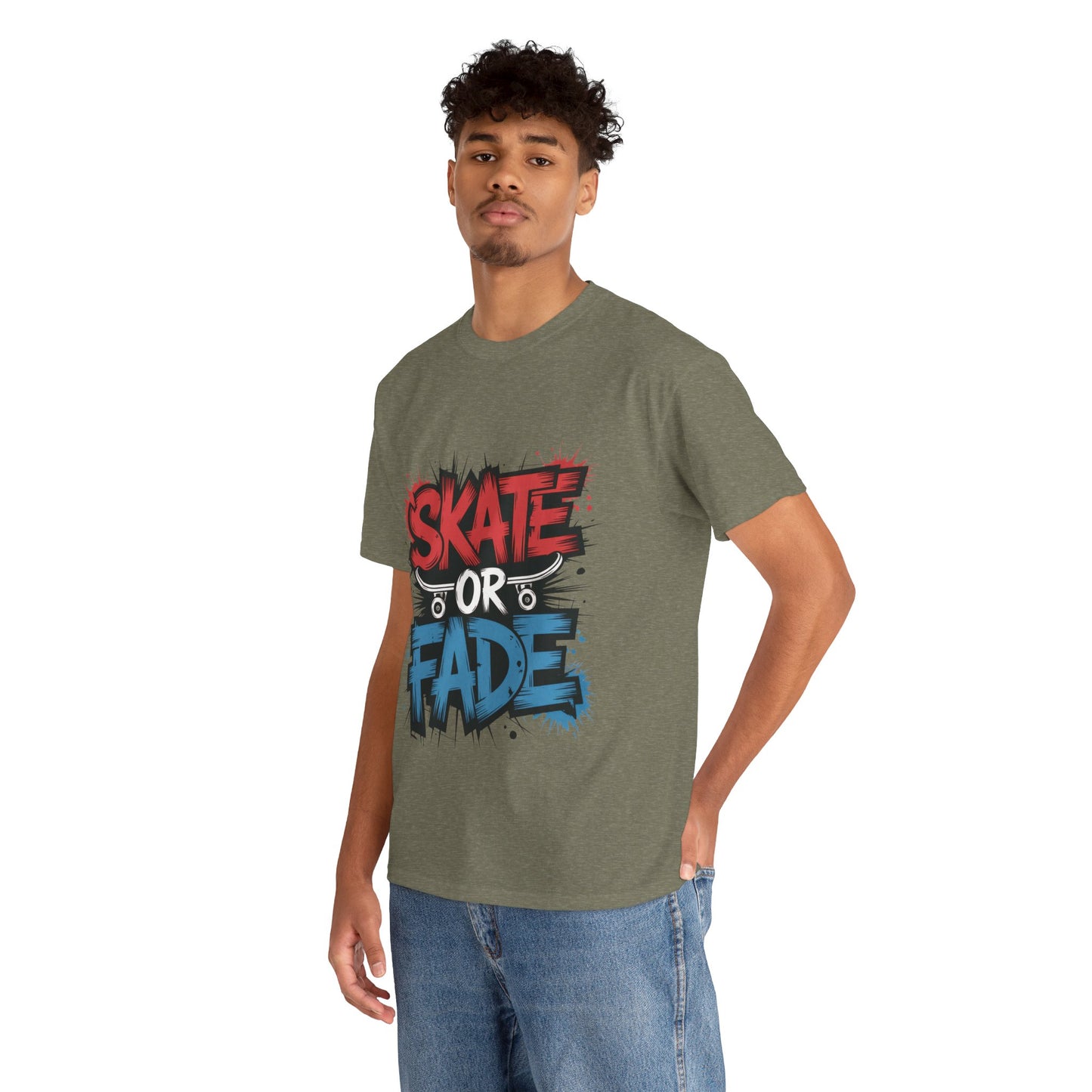 Skate Or Fade Men's T-Shirt, Graffiti Skateboarding Graphic Tee, Urban Streetwear Skater Top