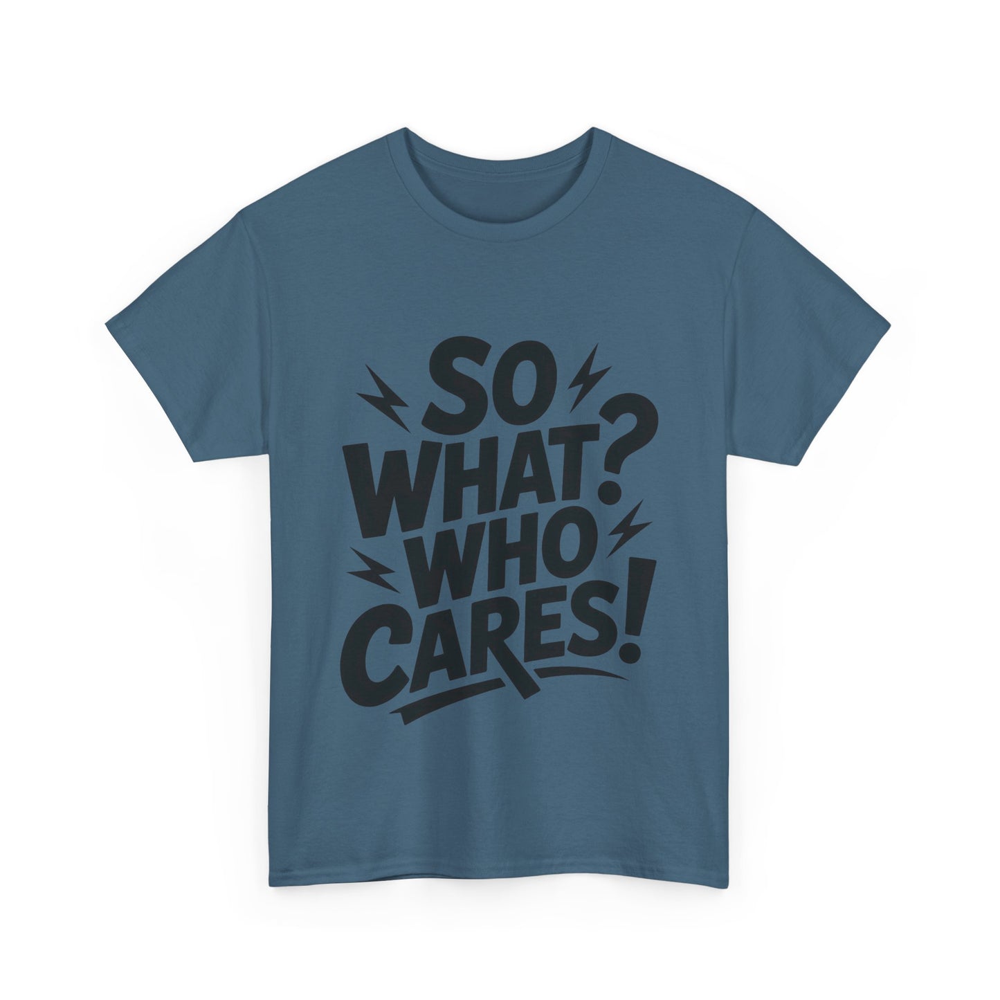 Mens Graphic T-Shirt, Sarcastic Funny Shirt, Rebellious Urban Tee, Black Humor Shirt, So What? Who Cares! T-Shirt, Fun Statement Top