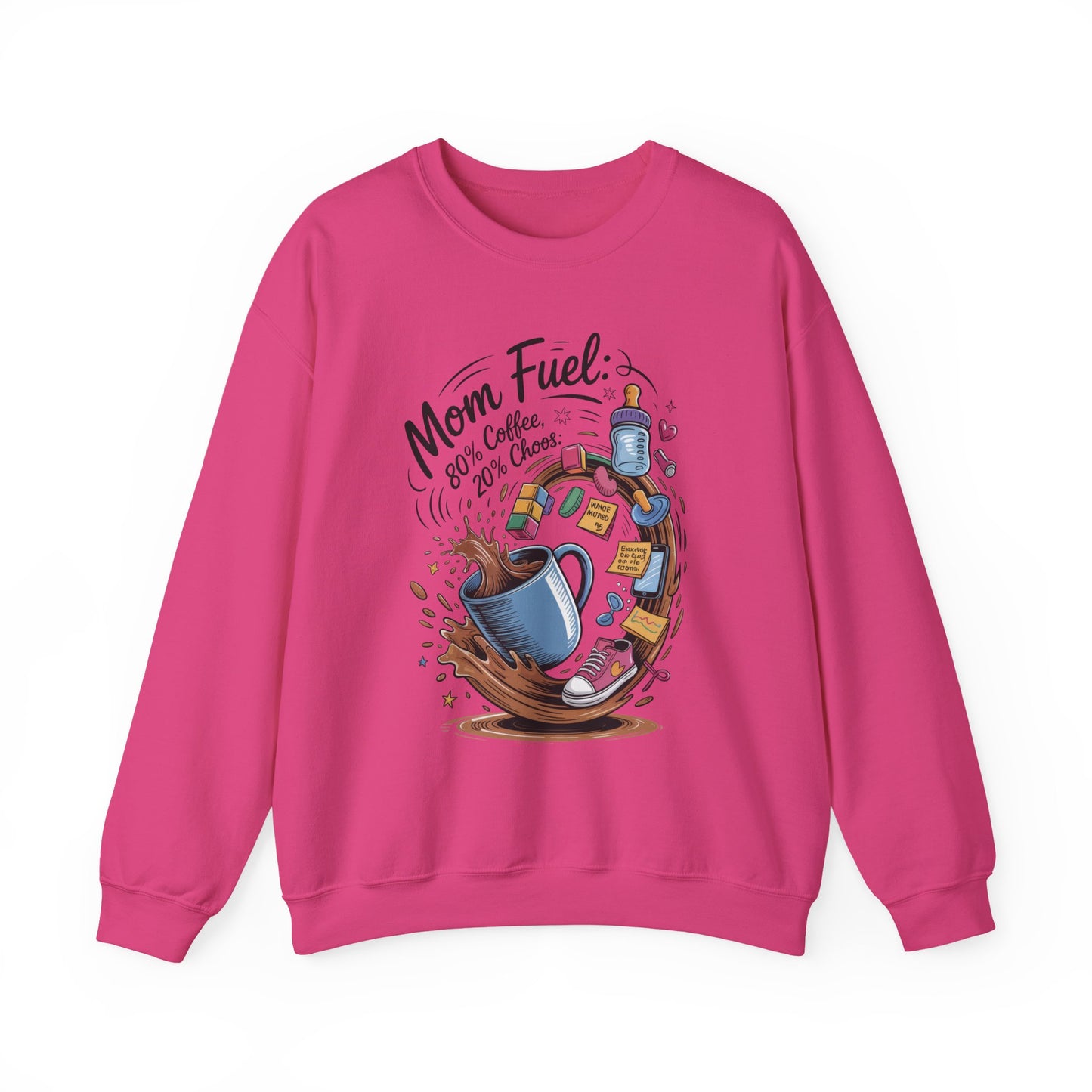 Mom Fuel Unisex Crewneck Sweatshirt, Perfect for Coffee Lovers, Gifts for Moms, Cozy Casual Wear, Funny Graphic Sweatshirt, Mother's Day