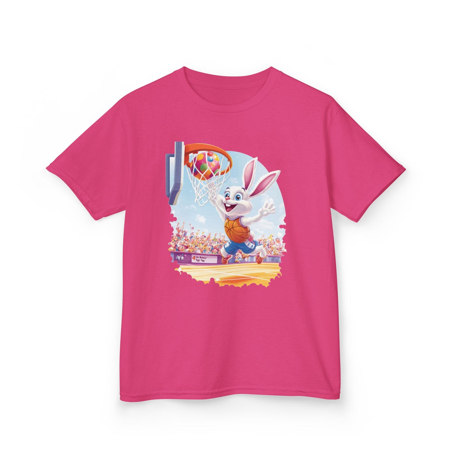 Easter Basketball Bunny Kids T-Shirt - Funny Bunny Dunking Egg Ball, Cute Spring Sports Tee for Kids, Fun Holiday Gift Idea