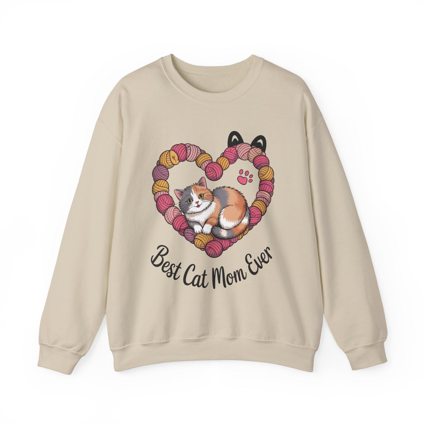 Best Cat Mom Ever Sweatshirt, Cozy Cat Lover Gift, Mother's Day Apparel, Pet Owner Sweatshirt, Cute Gift for Cat Moms, Yarn Themed