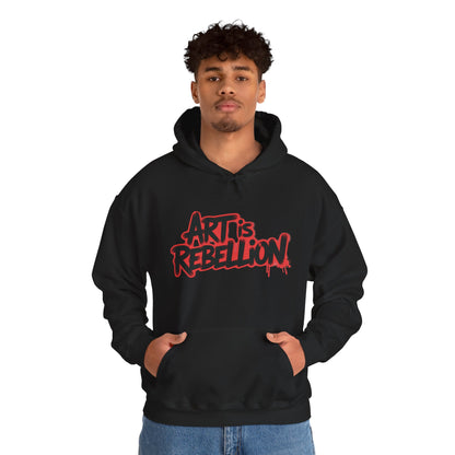 Men's Heavy Blend™ Hooded Sweatshirt, Art Is Rebellion Men's Hoodie, Graffiti Street Art Pullover, Urban Rebellion Hoodie for Skaters