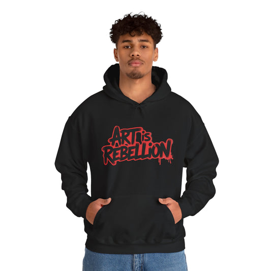 Men's Heavy Blend™ Hooded Sweatshirt, Art Is Rebellion Men's Hoodie, Graffiti Street Art Pullover, Urban Rebellion Hoodie for Skaters