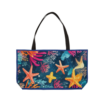 Colorful Starfish Weekender Tote Bag, Beach Essentials, Summer Travel, Vacation, Poolside Carryall, Eco-Friendly Bag, Beach Bag