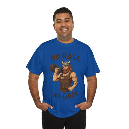 No Rage No Gain Viking Gym Shirt, Funny Muscle Workout Tee, Barbarian Fitness T-Shirt for Men, Powerlifting Humor Shirt, Viking Lifting Gift