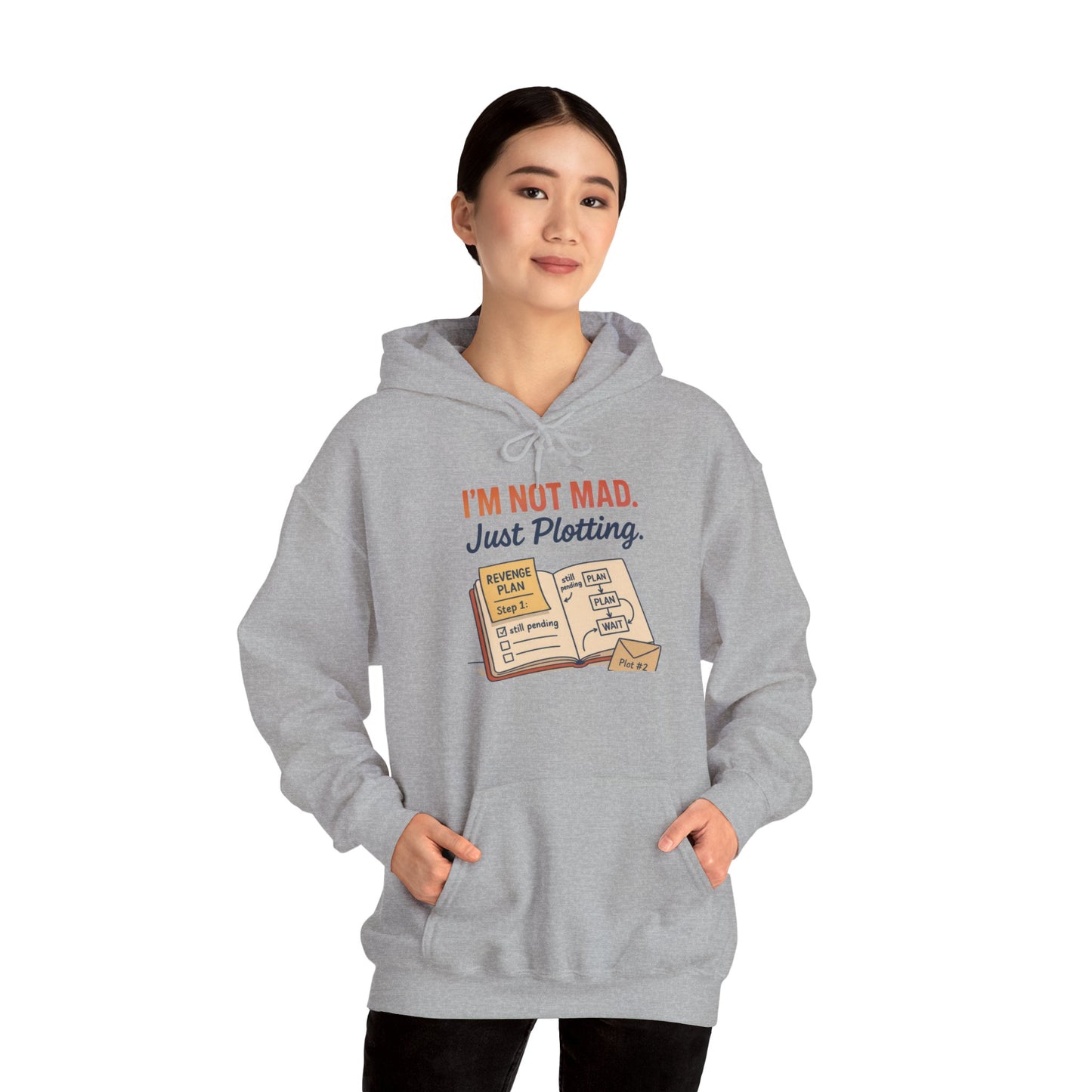 Sarcastic Womens Hoodie, Im Not Mad Just Plotting, Funny Passive Aggressive Sweatshirt Gift, Plotting Humor Hooded Womens Sweatshirt