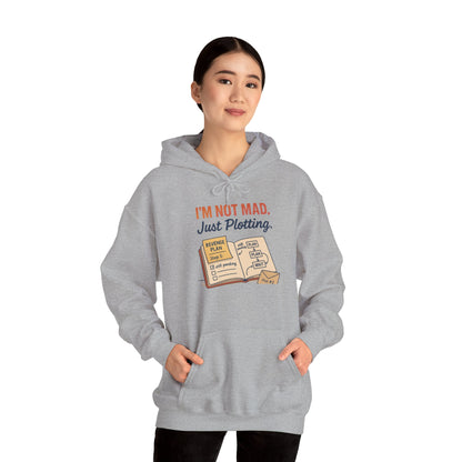Sarcastic Womens Hoodie, Im Not Mad Just Plotting, Funny Passive Aggressive Sweatshirt Gift, Plotting Humor Hooded Womens Sweatshirt