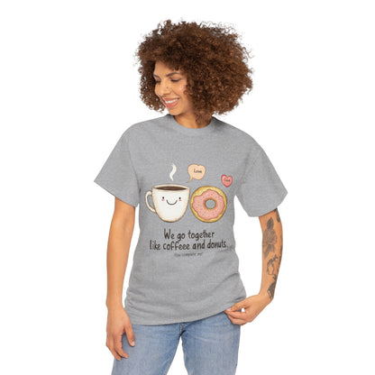 Cute Coffee and Donut Love T-Shirt, Funny Couple Quote, Kawaii Breakfast Graphic Shirt, Gift for Coffee Lovers, Gift for Valentine's Day