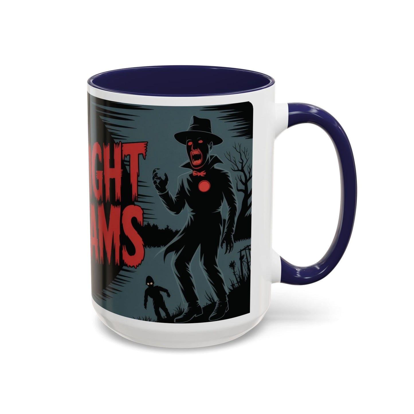Midnight Screams Mug, Retro Horror Movie Poster Coffee Cup, Gothic Halloween Gift for Horror Lovers, Accent Coffee Mug (11, 15oz)