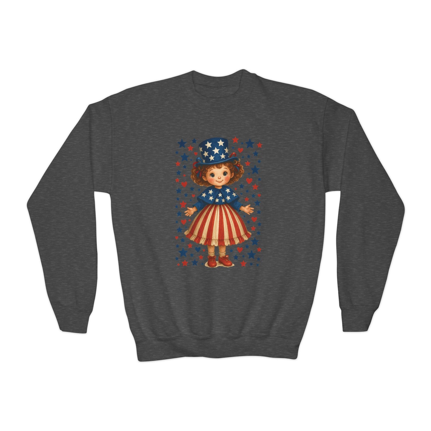 Youth Patriotic Crewneck Sweatshirt, Kids American Flag Sweatshirt, 4th of July, Independence Day Gift, Stars and Stripes