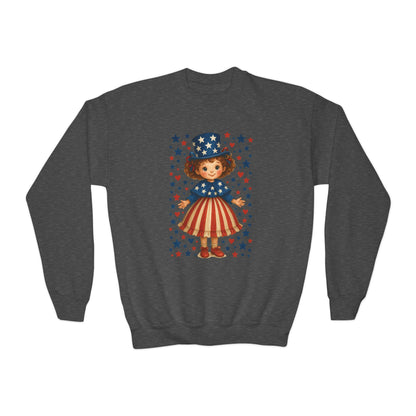 Youth Patriotic Crewneck Sweatshirt, Kids American Flag Sweatshirt, 4th of July, Independence Day Gift, Stars and Stripes