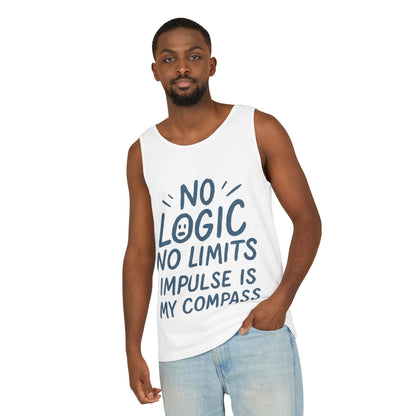 Funny Mens Tank Top, No Limits Impulse Quote, Relaxed Fit Tee, Casual Wear for Creatives, Gift for Artists Impulsive Style Shirt